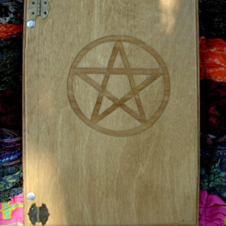9" x 12" Wooden Book of Shadows - Style Pentacle - Golden Oak