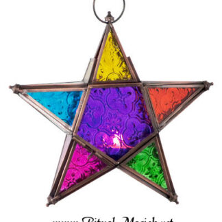 Multi Color Pentacle Star Lantern Candle Holder
