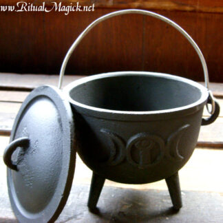 Triple Moon Cast Iron Cauldron with Lid