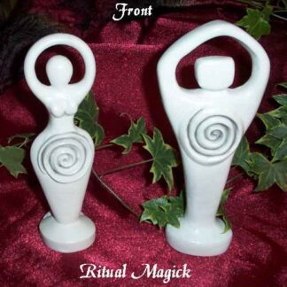 Set of Two Spiral Statues: Goddess & God - White Full Size