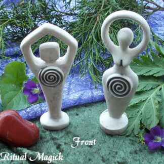 Set of Two Spiral Statues: Goddess & God - White Mini Size